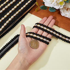 ムカデ編みポリエステルレーストリム  カーテンアクセサリー  ブラック  3/4インチ（20mm）  約12.58ヤード（11.5m）/カード&nbsp;OCOR-WH0092-02B