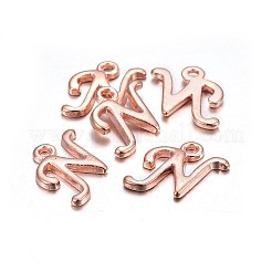 ローズゴールドメッキ合金文字ペンダント  ラックめっき  文字.n  13x11x2mm  穴：1.5mm&nbsp;PALLOY-P097-05-N