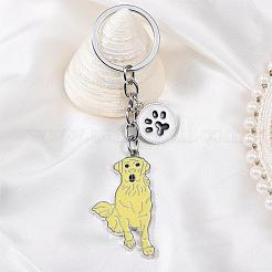 Wewaysmile 犬用キーホルダー 車用キーホルダー ペット用ペンダント キーリング 可愛い犬用キーリング ポータブル メタルキーホルダー ペット愛好家へのギフト 誕生日 子犬テーマ パーティー用品 (ラブラドール)  プラチナ  11.75x2.9cm&nbsp;JX806A