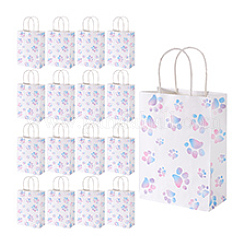 Rectangle with Paw Print Pattern Paper Storage Bags with Handle&nbsp;ABAG-WH0046-39B