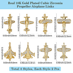 8Pcs 4 Styles Brass Cubic Zirconia Links&nbsp;ZIRC-BBC0003-25