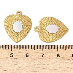 304 Stainless Steel Natural White Shell Pendants&nbsp;STAS-L288-06G-02
