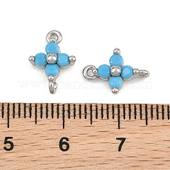 真鍮パヴェディープスカイブルーキュービックジルコニアコネクターチャーム  花のリンク  プラチナ  12.5x8.5x3mm  穴：1.2mm&nbsp;CU-CBAA6E8-10P
