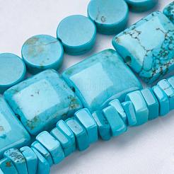 天然マグネサイトビーズ連売り  染め  ミックスカラー  5~31x5~12.5x1.5~5mm  穴：1mm  約5~76個/連  3.9インチ〜6.88&nbsp;TURQ-K003-09
