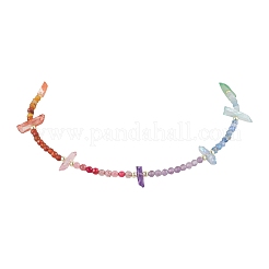 Faceted Round & Prism Dyed Natural Gemstone Beaded Chakra Pendants&nbsp;NJEW-JN05176