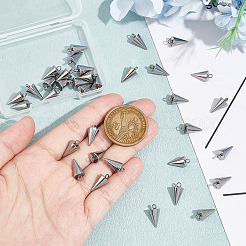 304ステンレスペンダント  スパイク/コーン  ステンレス鋼色  13.5x7mm  穴：2mm  40個/箱&nbsp;STAS-UN0047-23B