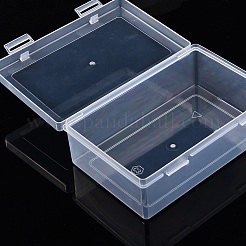 ヒンジ付き蓋付き長方形プラスチック収納オーガナイザーボックス  小物用のジュエリーケース  ジュエリー収納  透明  17x11x6cm&nbsp;CON-YW0001-33
