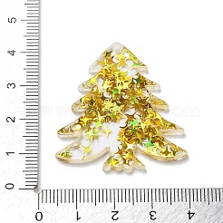 クリスマステーマの不透明プリントアクリルパーツ  クリスマスツリー  きいろ  37.5x35.5x2.5mm  穴：1.5mm&nbsp;SACR-Z005-02F