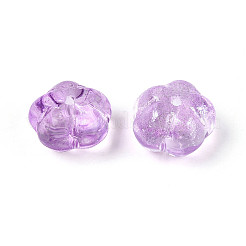 透明なガラスの花ビーズ  ツートン  ミディアム蘭  6x10x10mm  穴：0.9~1mm&nbsp;GLAA-T030-04F
