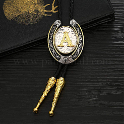 Cowboy Western Alloy Horseshoes & Letter Pendant Bolo Tie Necklaces&nbsp;NJEW-WH20014-02A