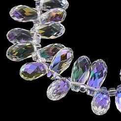 電気メッキガラスビーズセット  虹メッキ  多面カット  ティアドロップ  トップ掘削  ライラック  13x7x7mm  穴：1mm  約100個/連  19.29''（49センチメートル）&nbsp;EGLA-B006-01A-FR03
