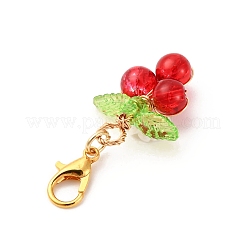丸いガラスのペンダント装飾  樹脂の花のチャームとロブスタークロウ留め具付き  ミックスカラー  35.5mm&nbsp;HJEW-JM04213