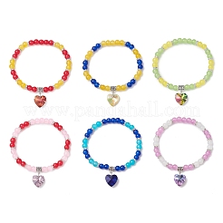 Baking Paint Imitation Jade Glass Round Beaded Charm Bracelets&nbsp;BJEW-JB11737