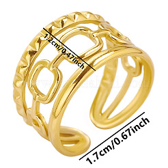 女性用ヴィンテージ中空ステンレススチールフレンチスタイルカフリング  ゴールドカラー  12mm  内径：17mm&nbsp;LA6157-2