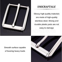 ステンレス鋼のローラーのバックル  男性用DIYベルトアクセサリー用1ピースピンバックル  長方形  ステンレス鋼色  64x51x10mm&nbsp;FIND-WH0110-169