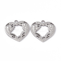 変色しない304ステンレススチールペンダント  ハートチャーム  ステンレス鋼色  24.5x25x1.5mm  穴：2.8mm&nbsp;STAS-B031-02P