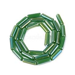 電気メッキジェイド風ガラスビーズ連売り  チューブ  ABカラーメッキ  シーグリーン  13~13.5x4~4.5mm  穴：0.5~0.8mm  約27~30個/連  13.98~15.75インチ（35.5~40cm）&nbsp;EGLA-Q132-02A-A01