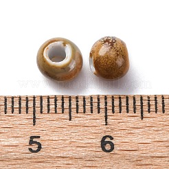 手作りの陶器ビーズ  ラウンド  淡い茶色  6~7x5~6mm  穴：2mm&nbsp;PORC-D300-A18