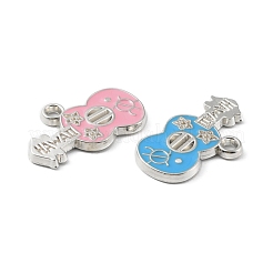 CCBプラスチックエナメルペンダント  プラチナ  ギターチャーム  ミックスカラー  18x30x2.5mm  穴：2.5mm&nbsp;CCB-K009-02P