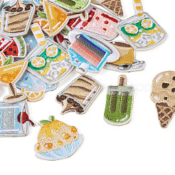 22 個 11 スタイル夏テーマ食品コンピュータ刺繍布自己粘着パッチ  マスクと衣装のアクセサリー  混合模様  2.3~4.2x1.6~3.4x0.2cm  2個/スタイル&nbsp;DIY-BT0001-56