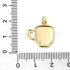 真鍮チャーム  ハート模様のチャーム付きカップ  エナメル  丸カン付き  ゴールドカラー  17x17x2mm  穴：3.2mm&nbsp;KK-D105-07B-G