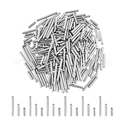 240個3スタイル304ステンレススチールチューブビーズ  ステンレス鋼色  10~20x2.5mm  穴：2mm  80個/スタイル&nbsp;STAS-DC0015-54