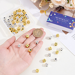 チベットスタイルの合金ビーズ60個。  サイコロ  ミックスカラー  7x7x7mm  穴：3mm  30個/カラー&nbsp;TIBEB-SC0001-62B