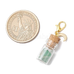 21Pcs 7 Styles Chakra Natural & Synthetic Gemstone Chips inside Glass Wishing Bottle Pendant Decoration&nbsp;HJEW-JM03307