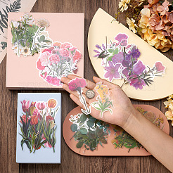 6セット6色の花のペット防水ステッカー  DIYスクラップブッキング用の自己粘着デカール  フォトアルバムの装飾  ミックスカラー  63~90x22~61x0.1mm  1セット/色&nbsp;STIC-TA0001-04