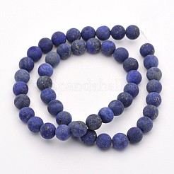 天然なラピスラズリラウンドビーズ連売り  艶消し  染め  8mm  穴：1mm  約48個/連  15.3インチ&nbsp;G-D660-8mm