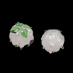 手作りランプワークビーズ  チューリップ  ライム  13~14.5x13.5mm  穴：1.4mm&nbsp;LAMP-F041-02-A05
