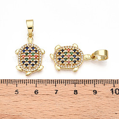 Brass Micro Pave Cubic Zirconia Pendants&nbsp;KK-N257-02G