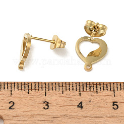 イオンプレーティング（IP）304ステンレススチールスタッドピアス金具  ゴールドカラー  11x9.5mm  穴：1.2mm  ピン：0.7x11mm&nbsp;STAS-I206-60G