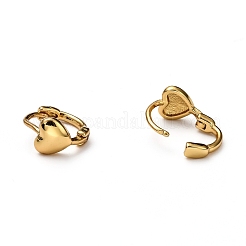 真鍮huggieフープピアス  ハートと環  18KGP本金メッキ  10x2mm  ピン：1mm&nbsp;EJEW-H121-08G