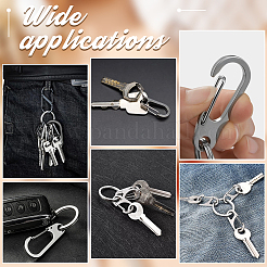 6Pcs 202 Stainless Steel Keychain Carabiner&nbsp;STAS-UN0047-09