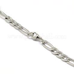 変色しにくい304ステンレススチール製フィガロチェーンネックレス  ステンレス鋼色  19.88インチ〜21.65インチ（50.5~55cm）  5mm&nbsp;STAS-A028-N021P