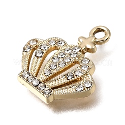 UVメッキ合金クリスタルラインストーンペンダント  クラウンチャーム  ゴールドカラー  19x17x2.5mm  穴：1.9mm&nbsp;RB-CBAD37D-36G