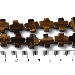 天然石タイガーアイビーズ連売り  クロス  13~13.5x12.5~13.5x4~5mm  穴：1mm  約18個/連  9.21''（23.4センチメートル）&nbsp;G-M418-B04-01