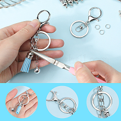 フェイクスエードのタッセキーホルダー作りキット  プラチナ＆ステンレス鋼色  18ゲージ  8x1mm  内径：6mm&nbsp;DIY-SP0002-43P
