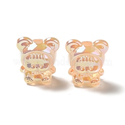 UVメッキレインボー虹色アクリルビーズ  クマの服を着た女の赤ちゃん  ダークオレンジ  17.5x16.5x14mm  穴：3.5mm&nbsp;LS-PACR-M002-01G
