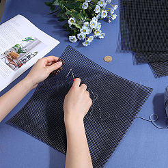 プラスチックメッシュキャンバスシート  刺繍用  アクリル毛糸クラフト  ニットとかぎ針編みのプロジェクト  正方形  ブラック  203x200x1.3mm&nbsp;DIY-WH0349-220B-02