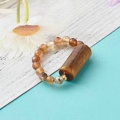 Mixed Stone Beads Finger Ring for Girl Women&nbsp;RJEW-JR00383