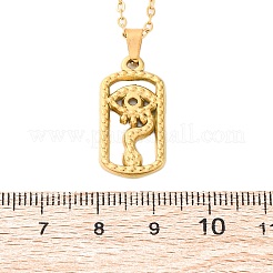 Rectangle with Eye 304 Stainless Steel Pendant Necklaces&nbsp;NJEW-H059-19G