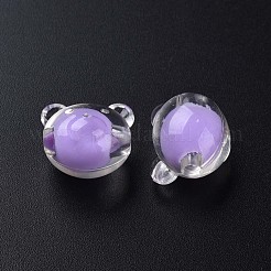 透明なアクリルビーズ  二層ビーズ  クマ  ライラック  16x18x15.5mm  穴：3mm  約220個/500g&nbsp;MACR-S373-122-B02
