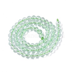 染色された透明なクラックルガラスビーズ連売り  ラウンド  ファセット（96ファセット）  芝生の緑  5.5~6mm  穴：1~1.4mm  約71~74個/連  14.37~14.57インチ（36.5~37cm）&nbsp;GLAA-Q108-01A-A05