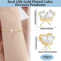 10Pcs Brass Micro Pave Clear Teardrop Cubic Zirconia Pendants&nbsp;KK-BBC0020-47
