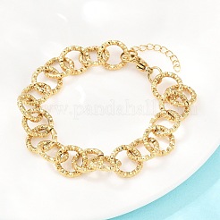 Hammered 304 Stainless Steel Rolo Chain Bracelets for Women&nbsp;BJEW-A160-10G