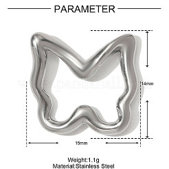 304ステンレスペンダント  蝶のチャーム  ステンレス鋼色  15x14mm&nbsp;STAS-OY001-23P