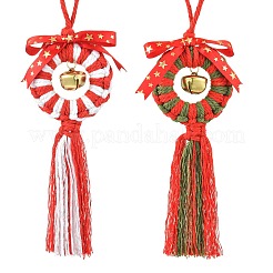 Handmade Macrame Cotton Christmas Wreath Pendant Decoration&nbsp;HJEW-JM02654