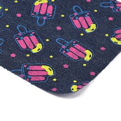 布アイロン/縫い付け修理パッチ  肘膝アップリケ  スウェットシャツ ルーズ Tシャツ ジーンズ用  角丸長方形  アイスクリーム柄  126x97x0.5mm&nbsp;PATC-WH0006-06E